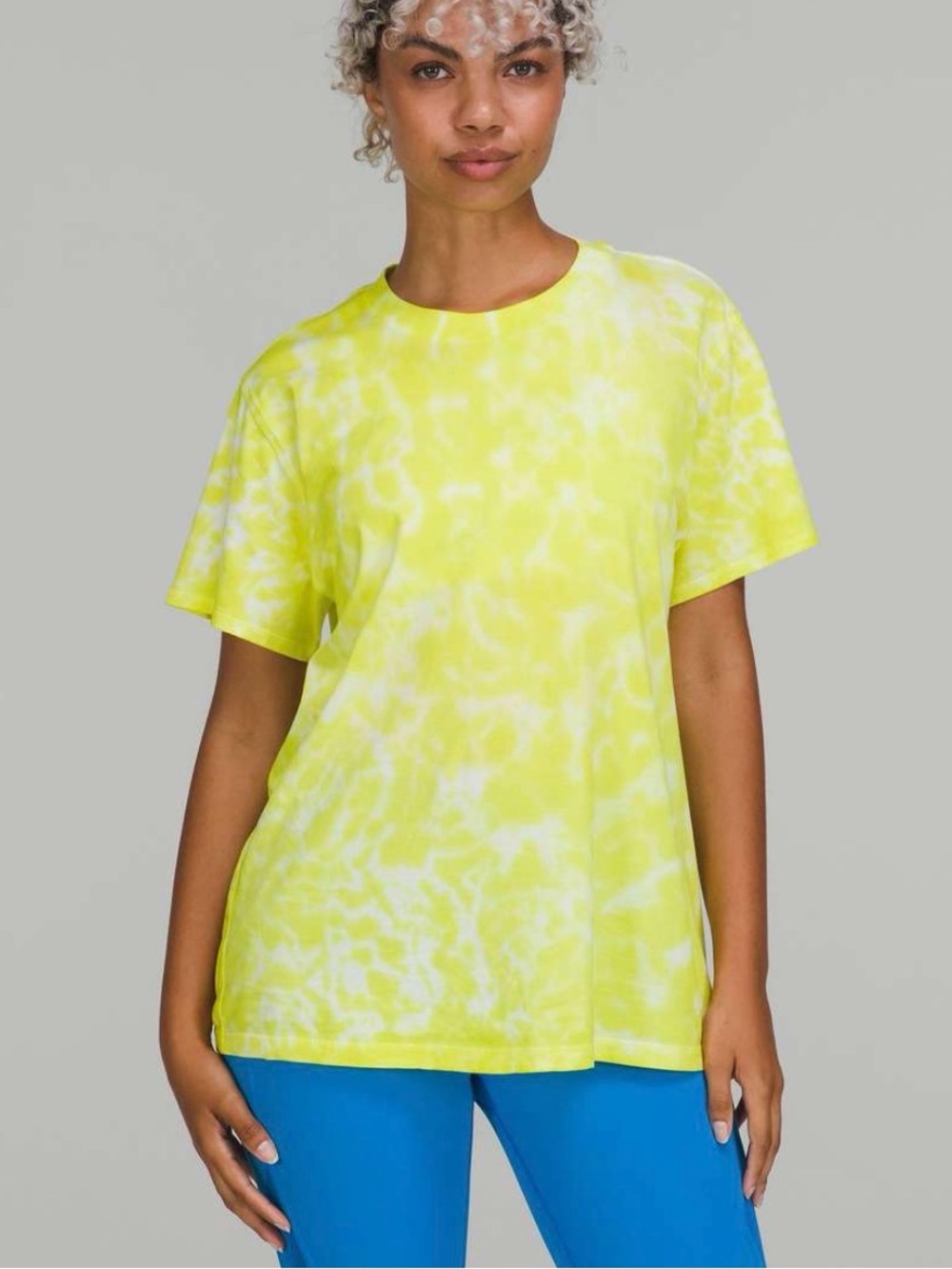 Lululemon All Yours Tie Dye Yellow Cotton T-shirt Marmoleado Women’s Size 10